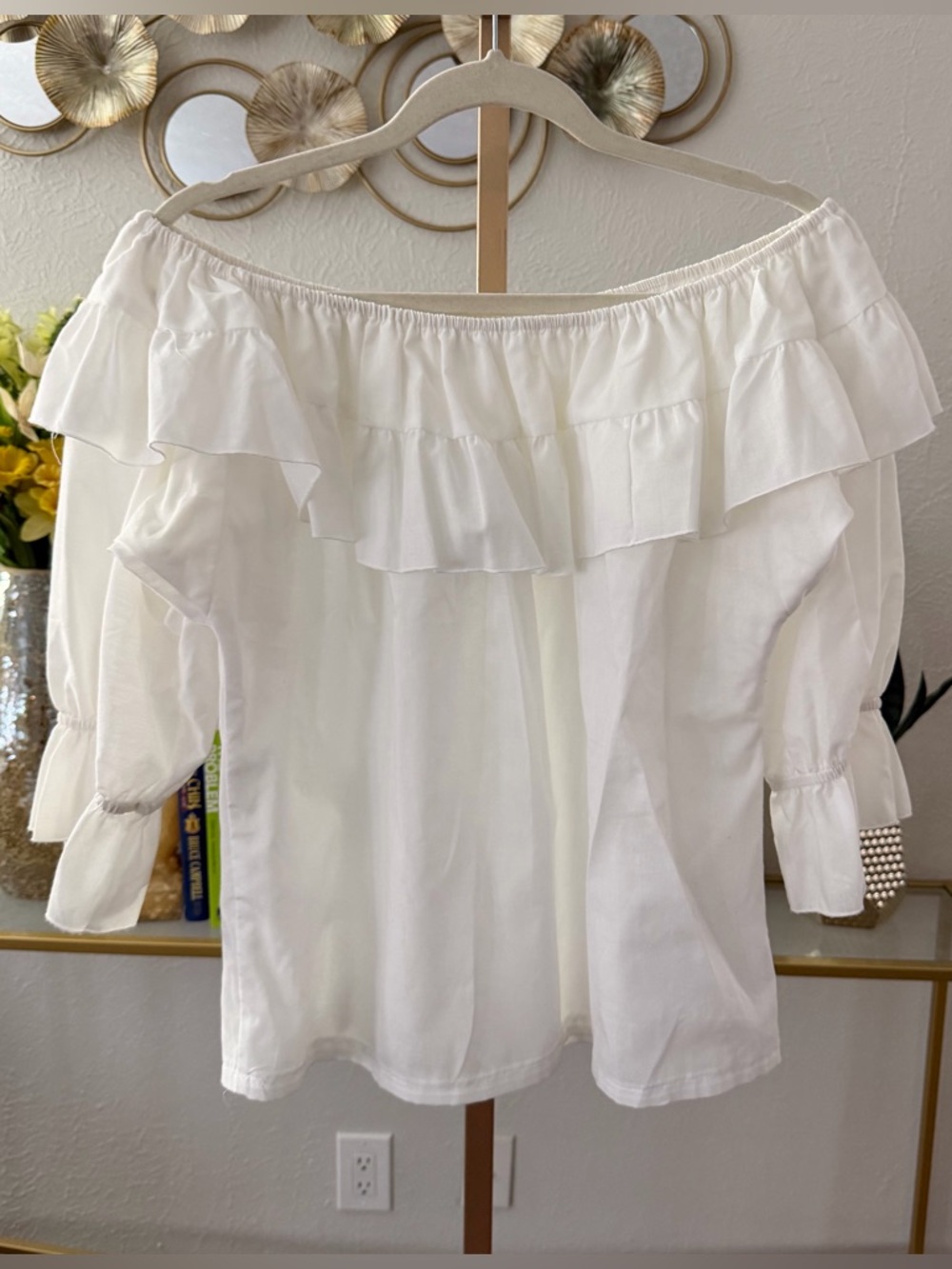 White Off-Shoulder Ruffle Blouse - Classic Summer Top